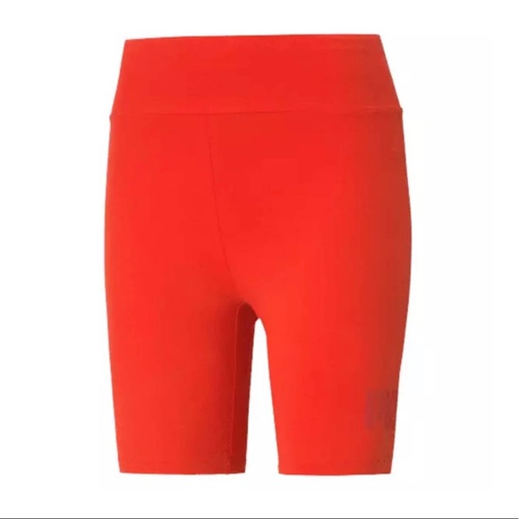 0410 New Women's Puma Orange Biker Shorts - Picture 2 of 11